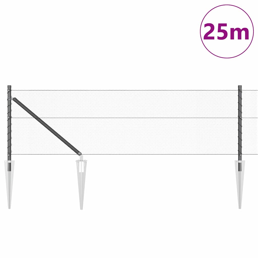 Poste para valla Vidaxl gris 25 x 0,6 m (malla 13 mm) acero y PVC