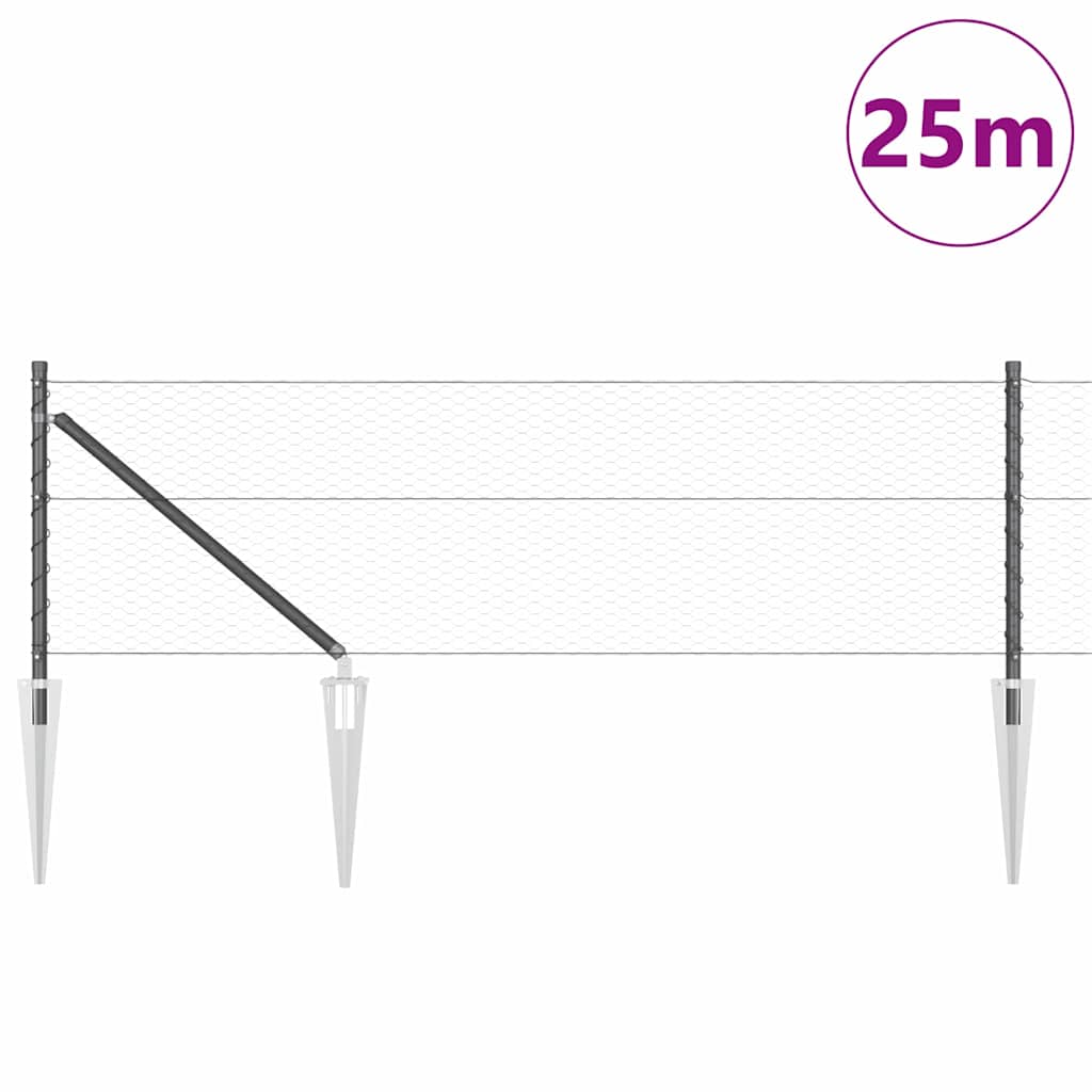 Poste para valla Vidaxl gris 25 x 0,6 m (malla 25 mm) acero y PVC