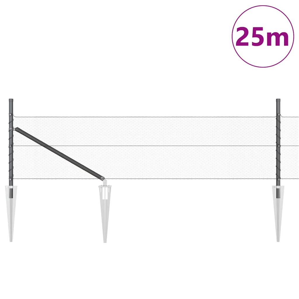 Poste para valla Vidaxl gris 25 x 0,8 m (malla 13 mm) acero y PVC