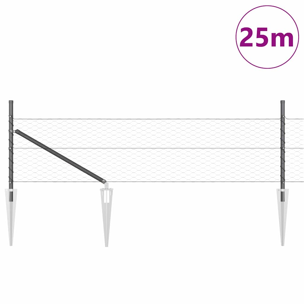 Poste para valla Vidaxl gris 25 x 0,8 m (malla 36 mm) acero y PVC