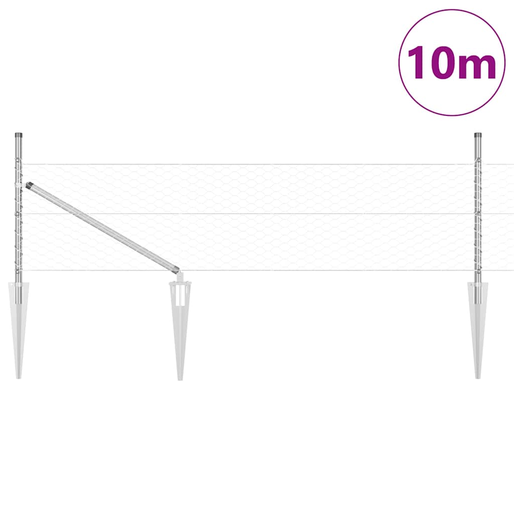 Poste para valla Vidaxl plateado 10 x 0,4 m (malla de 36 mm) acero