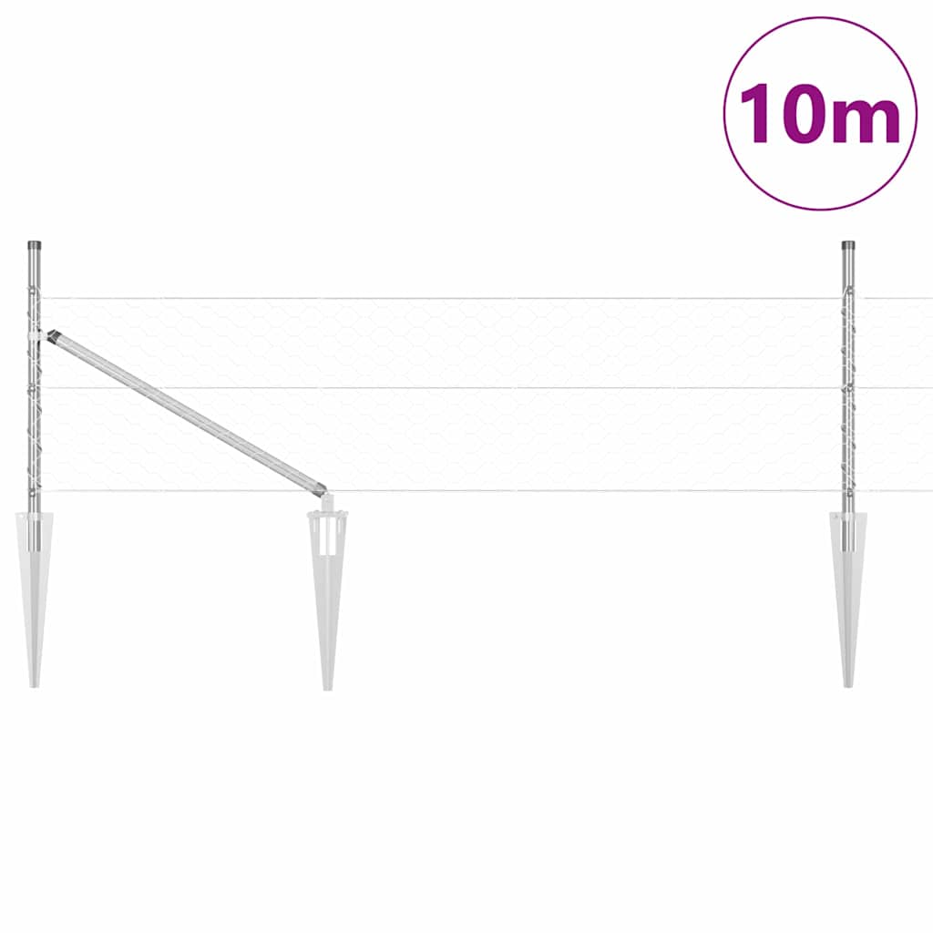 Poste para valla Vidaxl plateado 10 x 0,4 m (malla 50 mm) acero