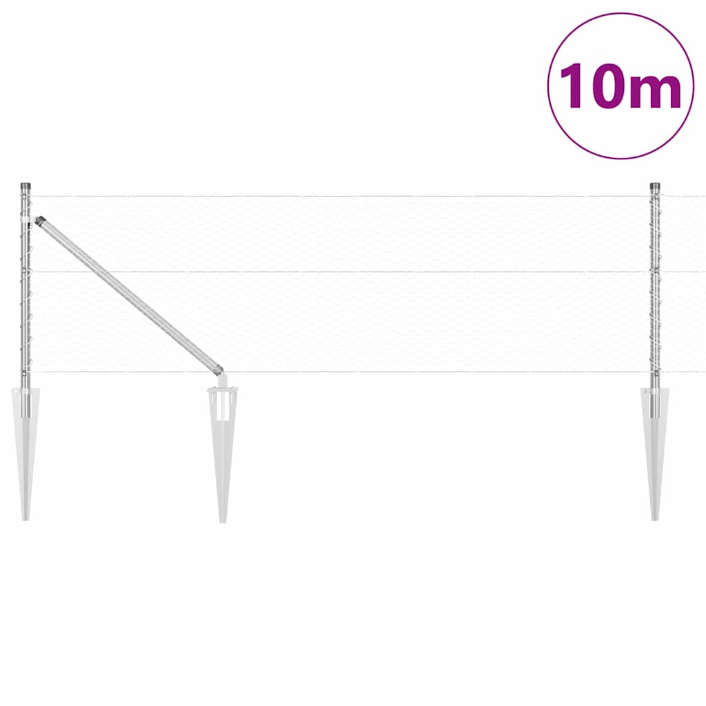 Poste para valla Vidaxl plateado 10 x 0,6 m (malla de 25 mm) acero