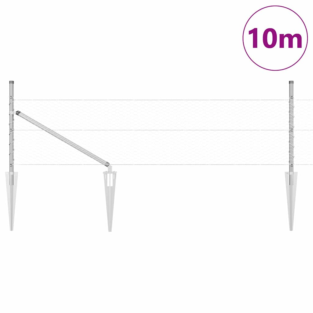 Poste para valla Vidaxl plateado 10 x 0,8 m (malla de 25 mm) acero