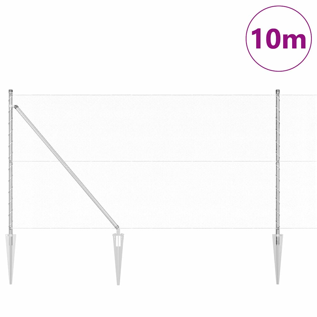 Poste para valla Vidaxl plateado 10 x 1 m (malla 13 mm) acero
