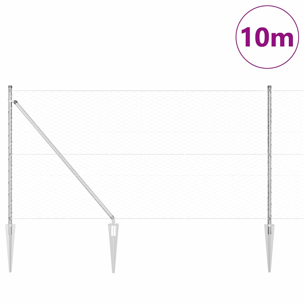 Poste para valla Vidaxl plateado 10 x 1 m (malla 36 mm) acero