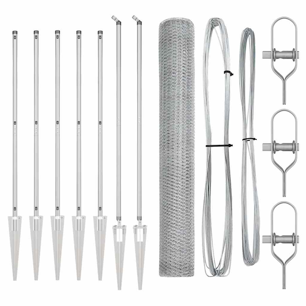 Poste para valla Vidaxl plateado 10 x 1,2 m (malla 13 mm) acero