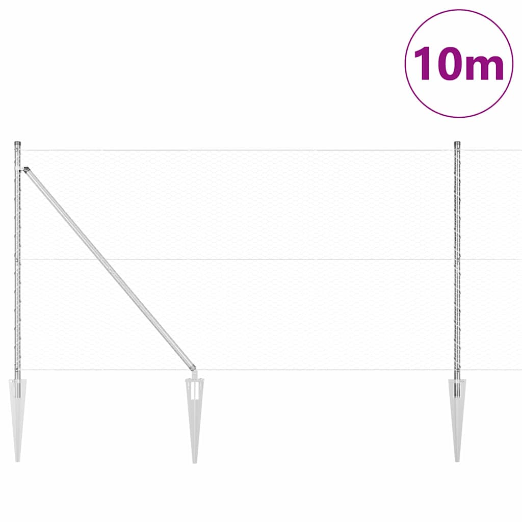 Poste para valla Vidaxl plateado 10 x 1,2 m (malla de 25 mm) acero