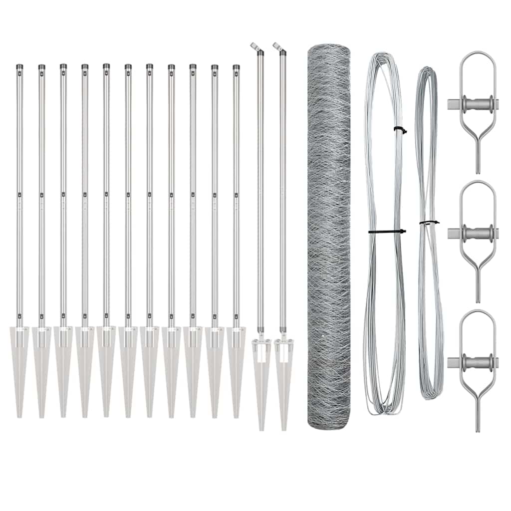 Poste para valla Vidaxl plateado 10 x 1,2 m (malla 50 mm) acero