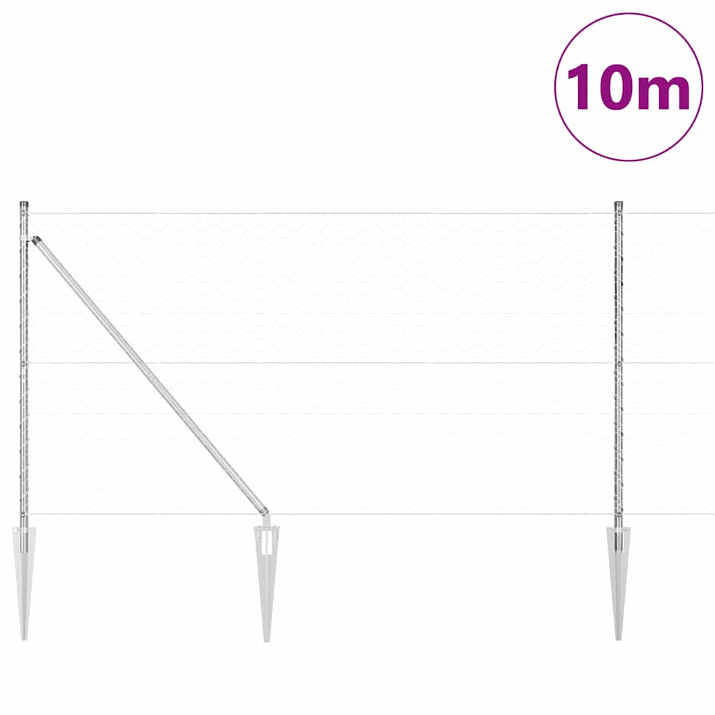 Poste para valla Vidaxl plateado 10 x 1,4 m (malla 50 mm) acero