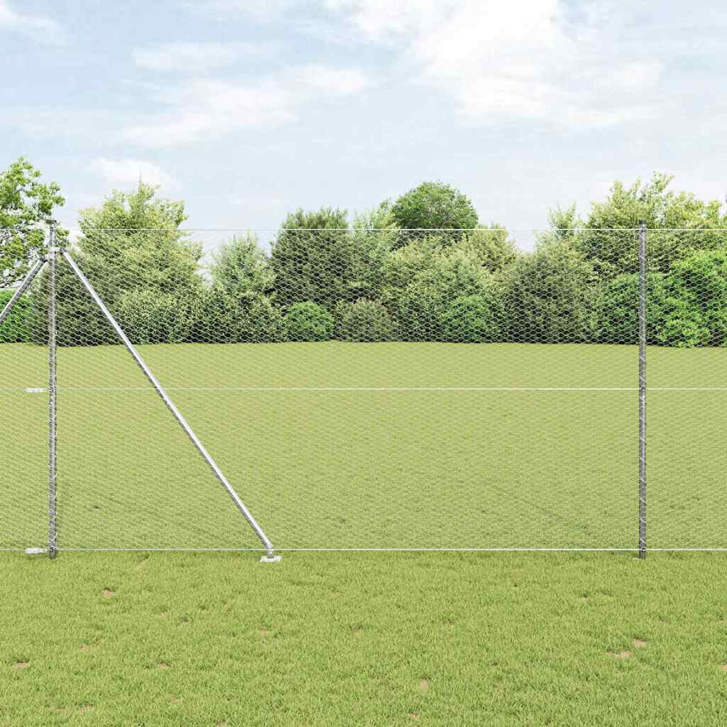Paletto per recinzione Vidaxl argento 10 x 1,5 m (maglia 25 mm) in acciaio