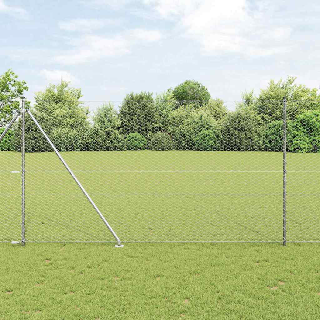 Paletto per recinzione Vidaxl argento 10 x 1,5 m (maglia 36 mm) in acciaio
