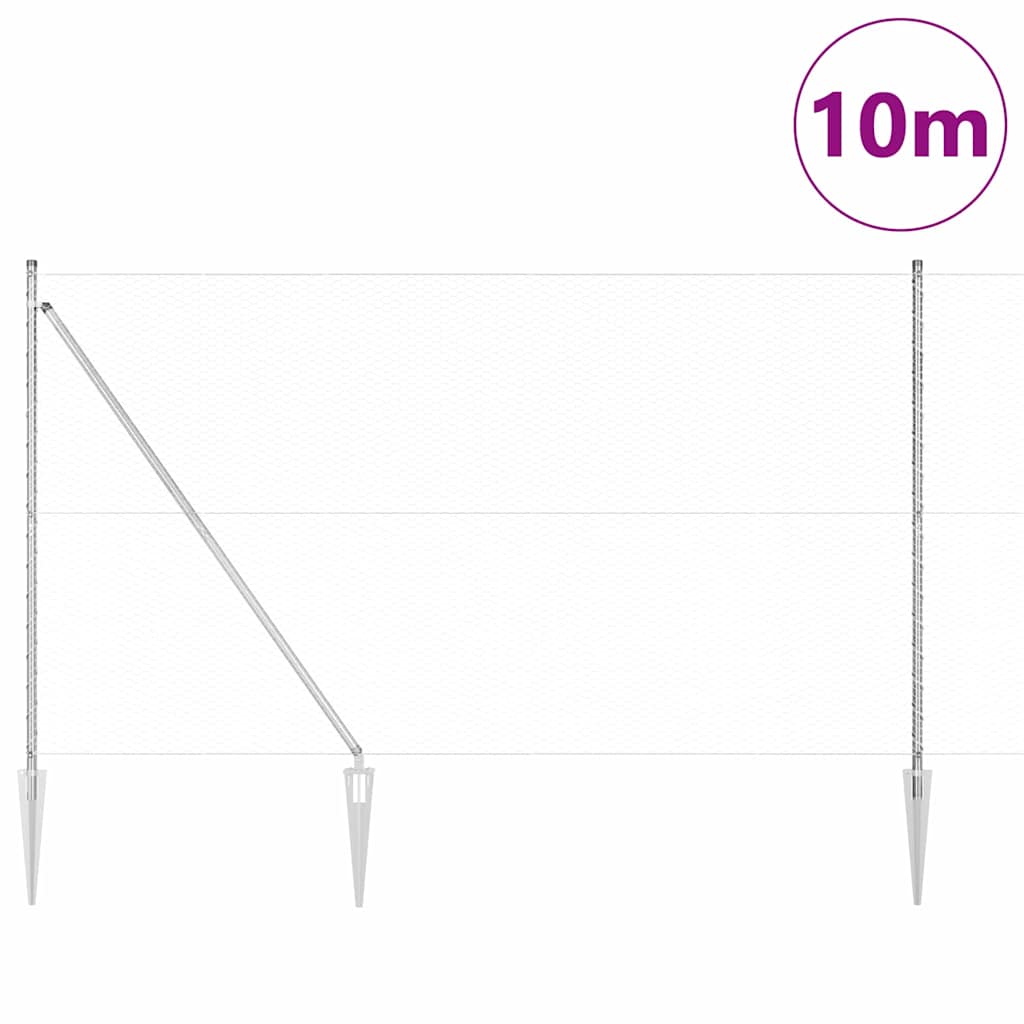 Poste para valla Vidaxl plateado 10 x 1,6 m (malla de 25 mm) acero