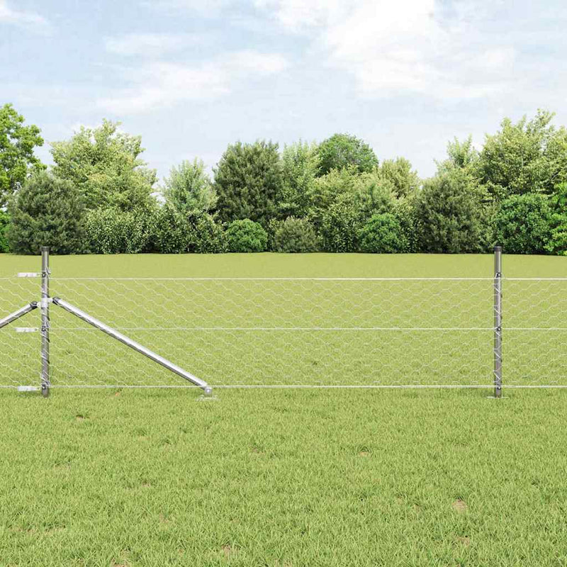Vidaxl afrasteringspaal zilver 25 x 0,4 m (50 mm gaas) staal