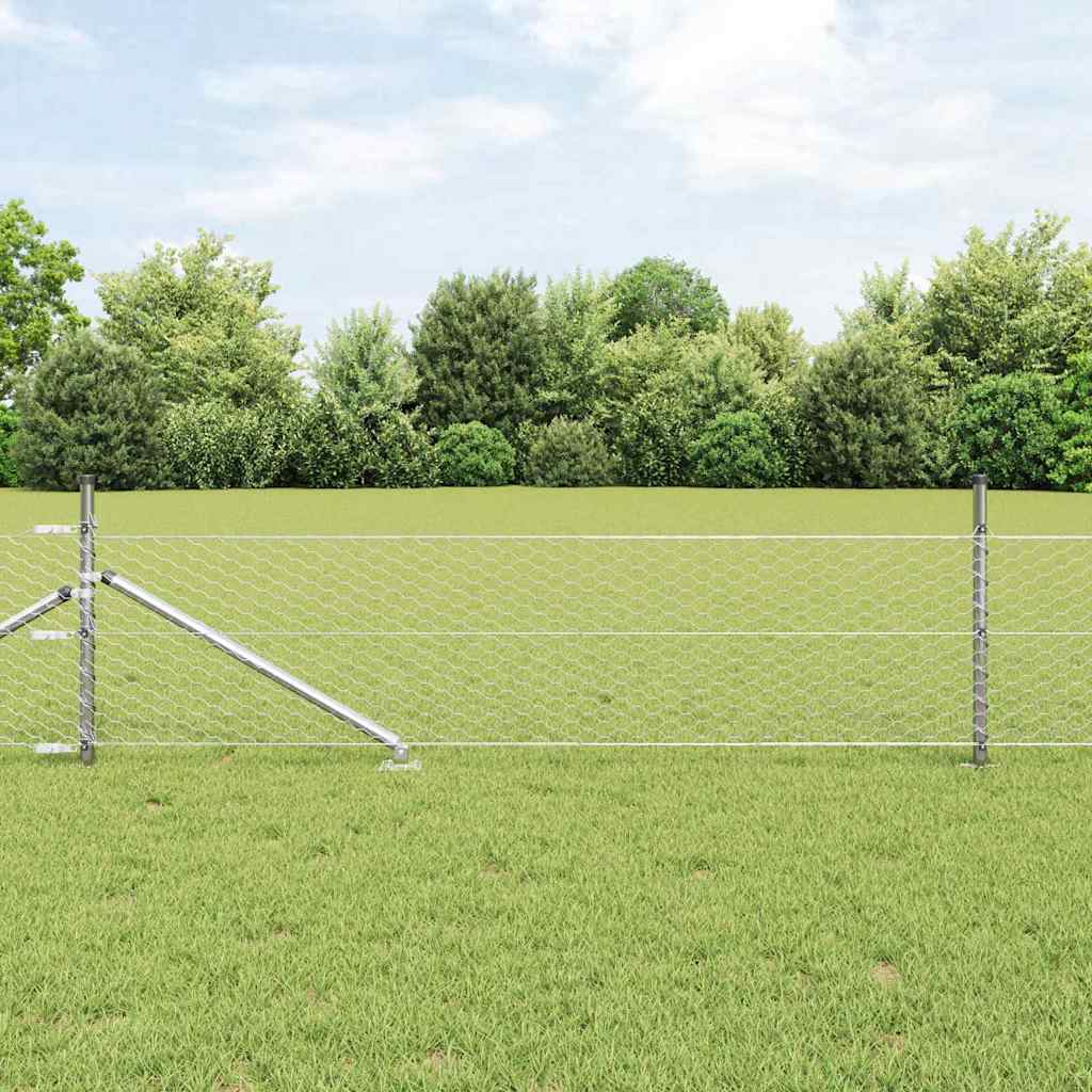 Poste para valla Vidaxl plateado 25 x 0,5 m (malla de 36 mm) acero