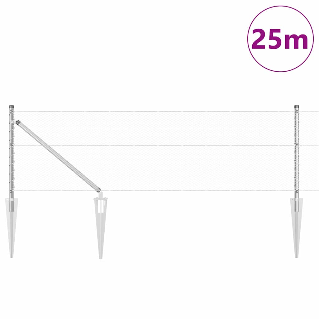 Poste para valla Vidaxl plateado 25 x 0,6 m (malla 13 mm) acero