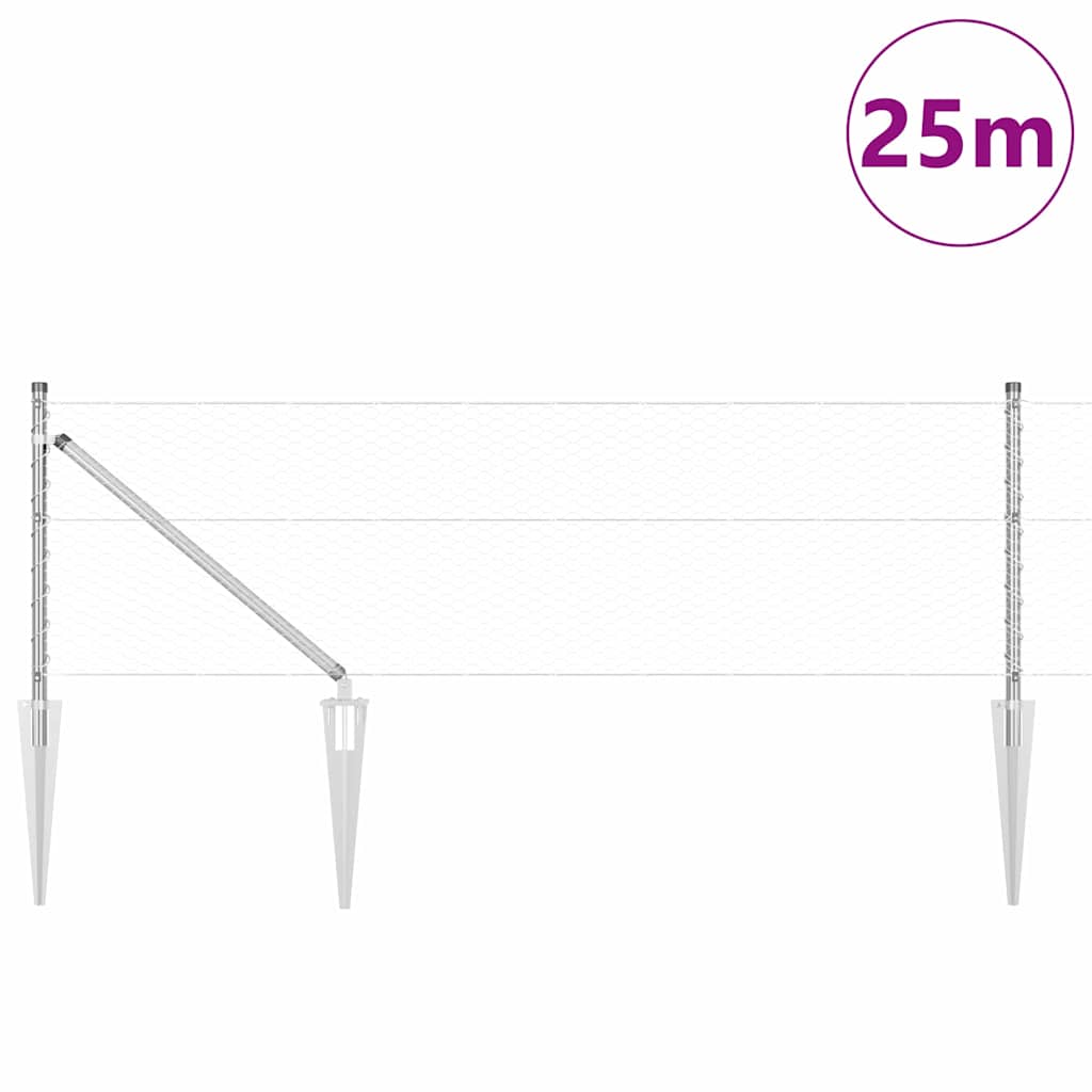 Poste para valla Vidaxl plateado 25 x 0,6 m (malla de 25 mm) acero