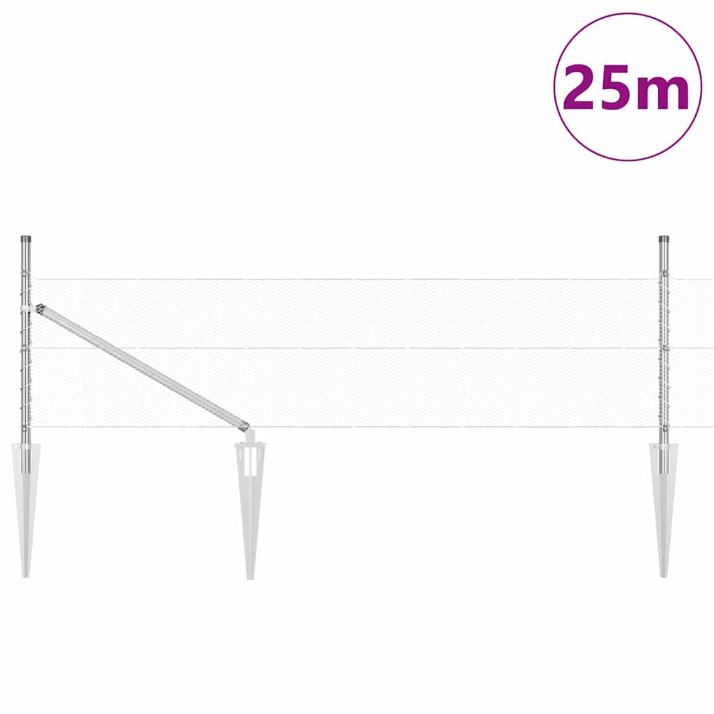 Poste para valla Vidaxl plateado 25 x 0,8 m (malla 13 mm) acero