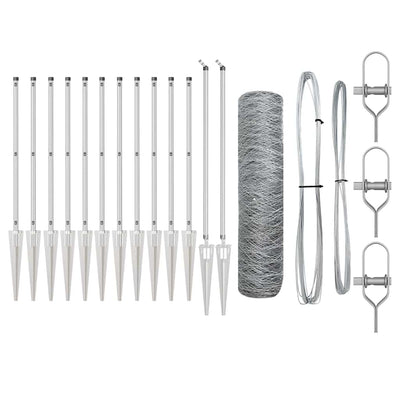 Vidaxl afrasteringspaal zilver 25 x 0,8 m (36 mm gaas) staal