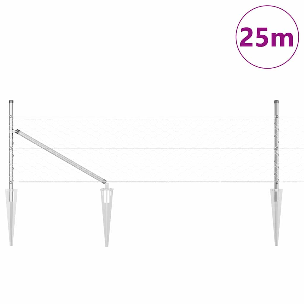 Poste para valla Vidaxl plateado 25 x 0,8 m (malla 50 mm) acero