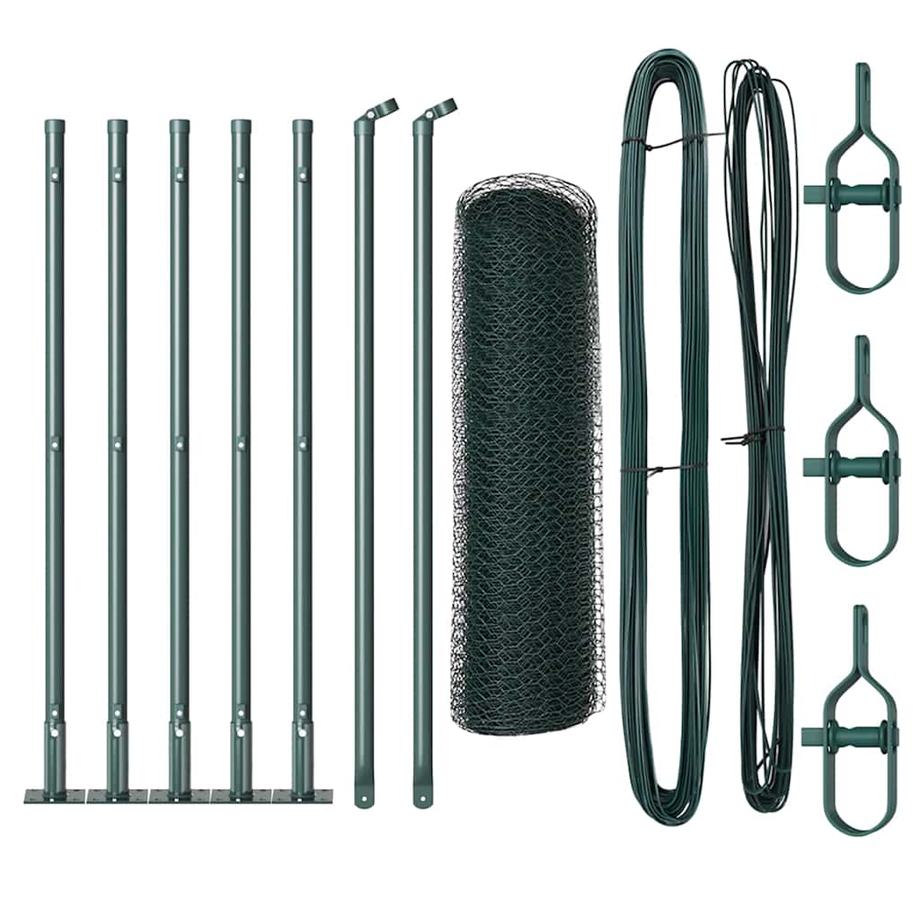 Poste para valla Vidaxl verde 10 x 0,4 m (malla 13 mm) acero y PVC