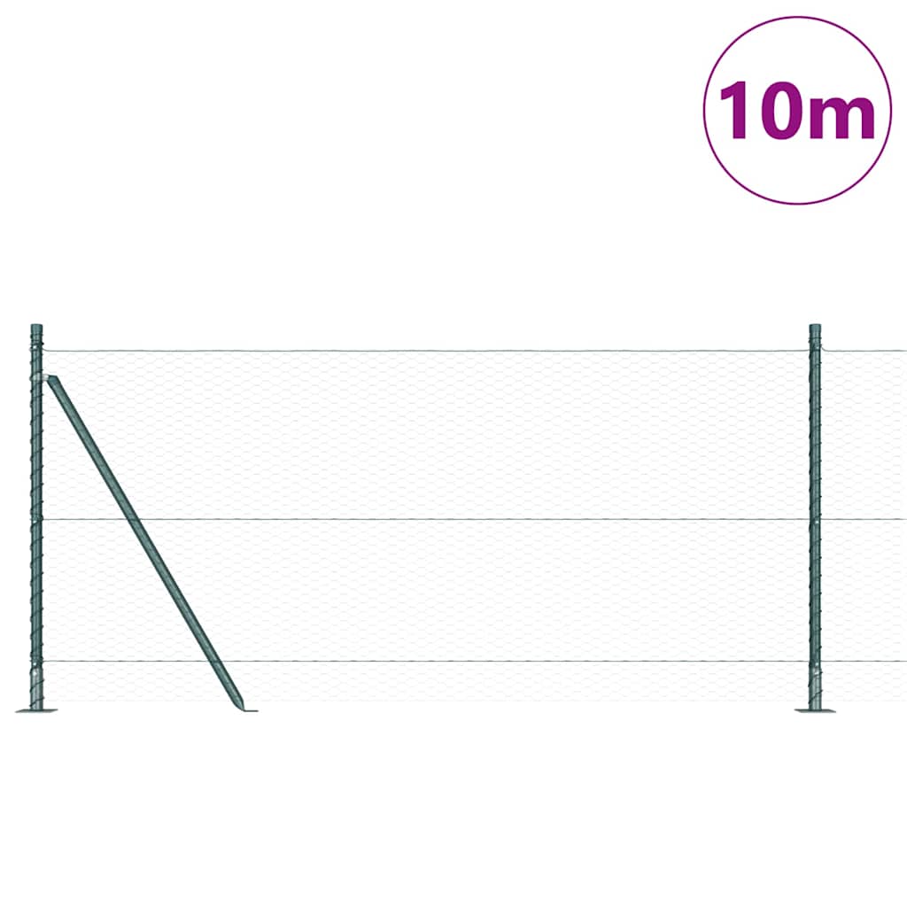 Poste para valla Vidaxl verde 10 x 0,8 m (malla 25 mm) acero y PVC