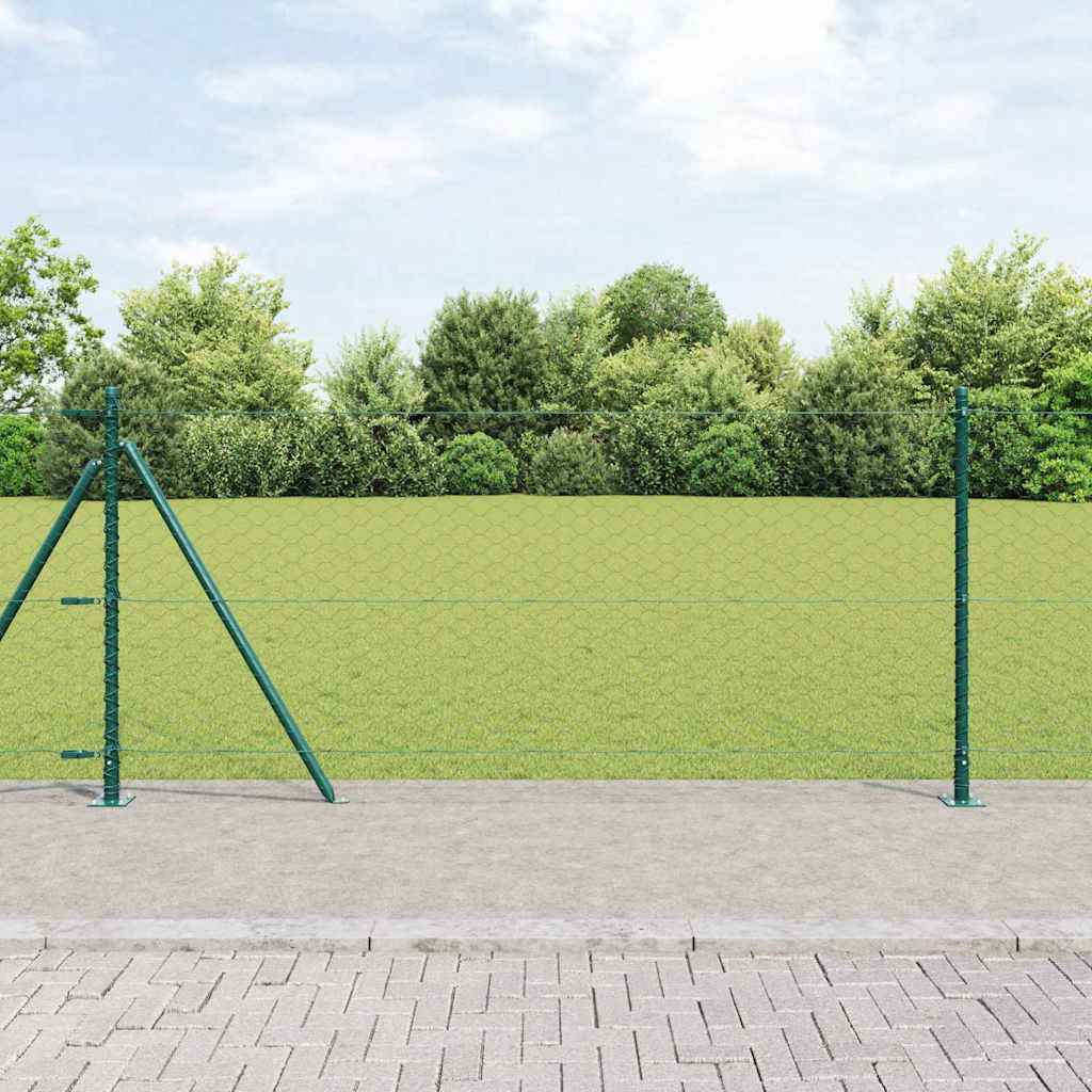 Vidaxl afrasteringspaal groen 10 x 1 m (50 mm gaas) staal en pvc