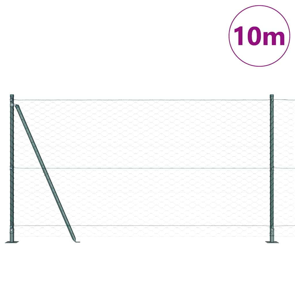Poste para valla Vidaxl verde 10 x 1,2 m (malla 50 mm) acero y PVC