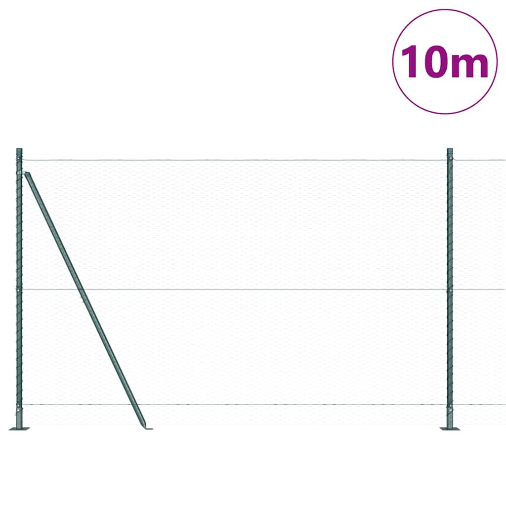Poste para valla Vidaxl verde 10 x 1,4 m (malla 25 mm) acero y PVC