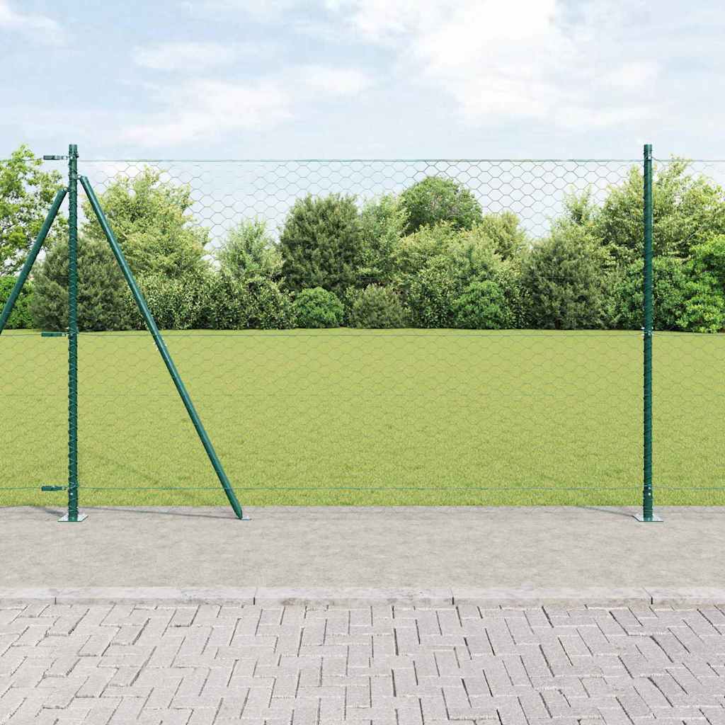 Poste para valla Vidaxl verde 10 x 1,4 m (malla 50 mm) acero y PVC