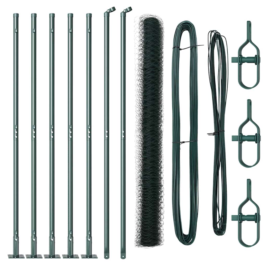 Vidaxl afrasteringspaal groen 10 x 1,5 m (36 mm gaas) staal en pvc