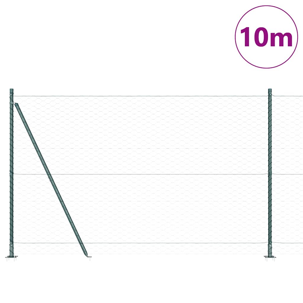 Poste para valla Vidaxl verde 10 x 1,5 m (malla 50 mm) acero y PVC