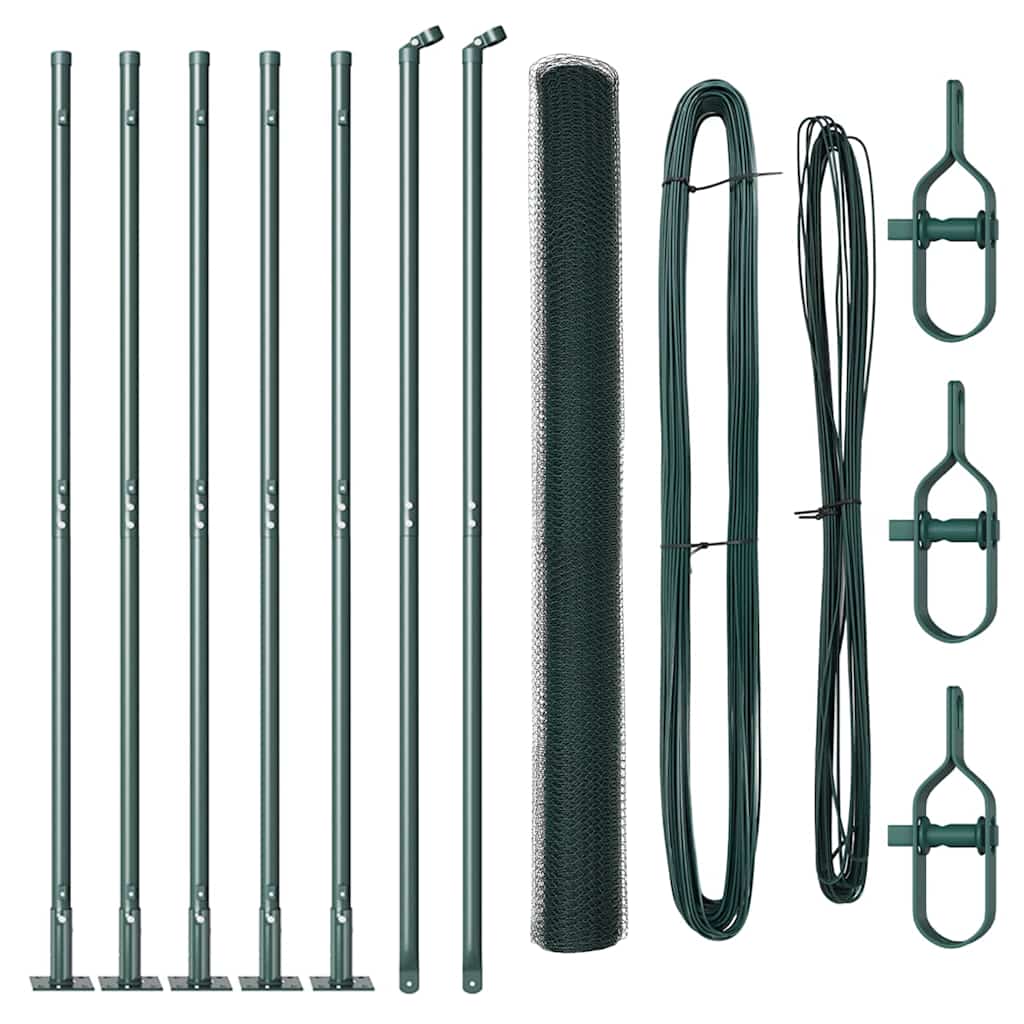 Poste para valla Vidaxl verde 10 x 1,6 m (malla 13 mm) acero y PVC