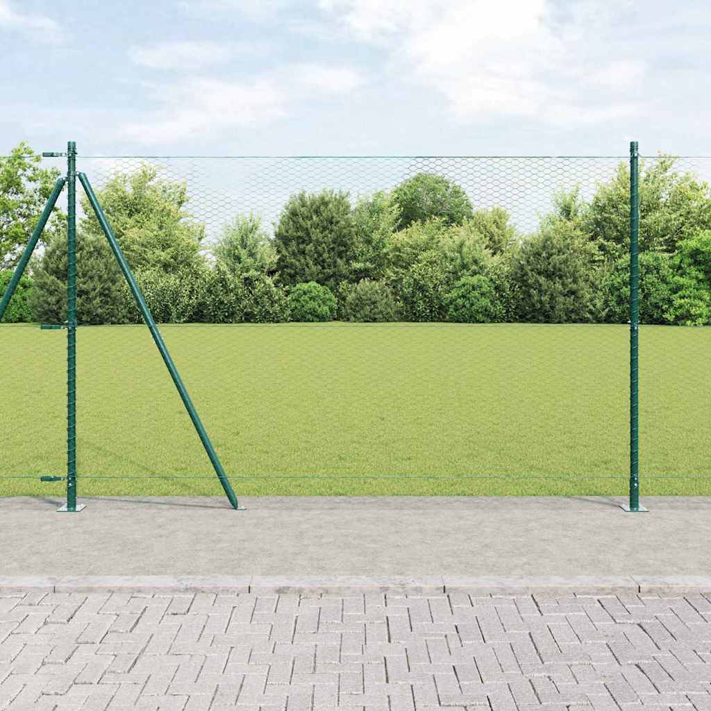Poste para valla Vidaxl verde 10 x 1,6 m (malla 25 mm) acero y PVC