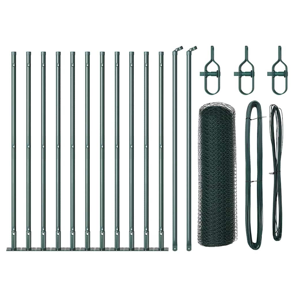 Poste para valla Vidaxl verde 25 x 0,4 m (malla 13 mm) acero y PVC
