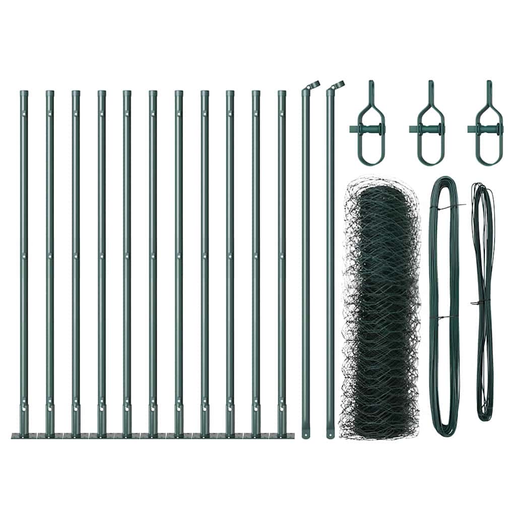 Poste para valla Vidaxl verde 25 x 0,4 m (malla 50 mm) acero y PVC