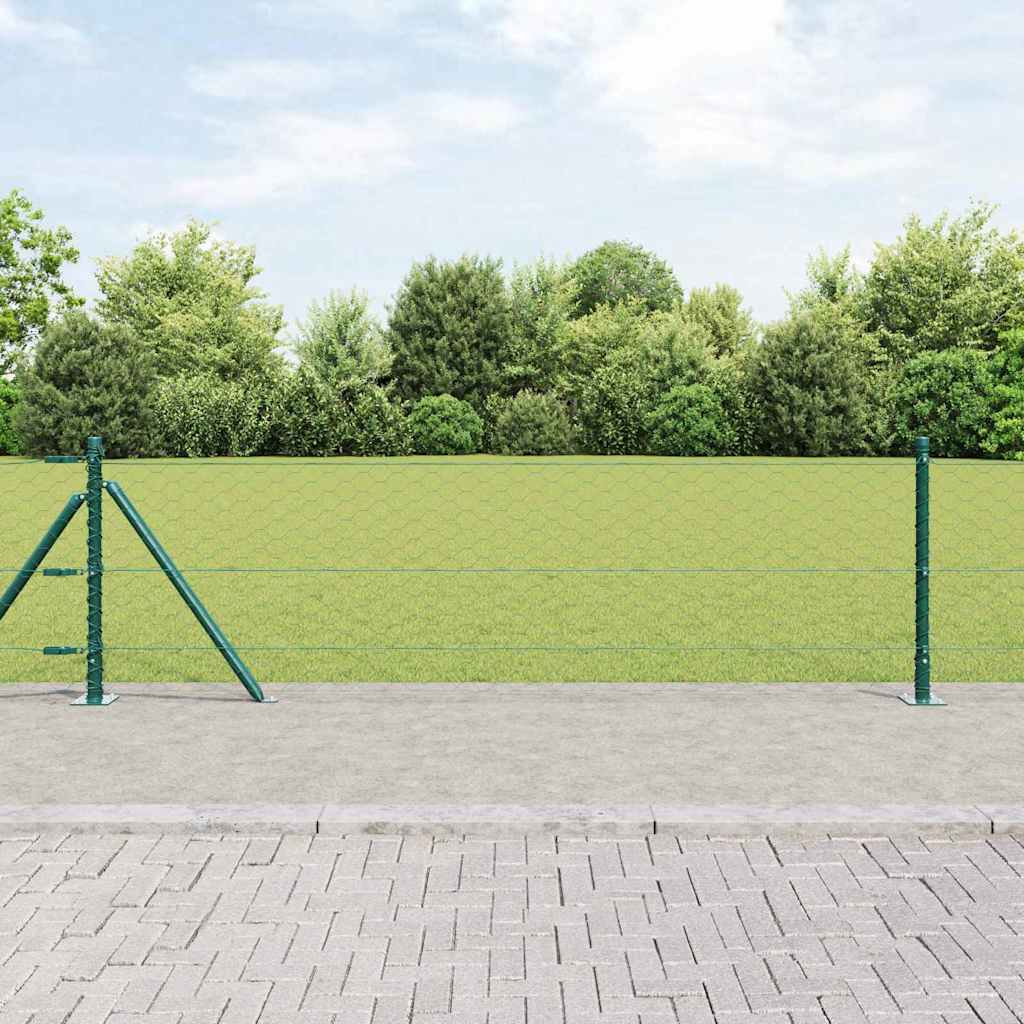 Poste para valla Vidaxl verde 25 x 0,6 m (malla 50 mm) acero y PVC