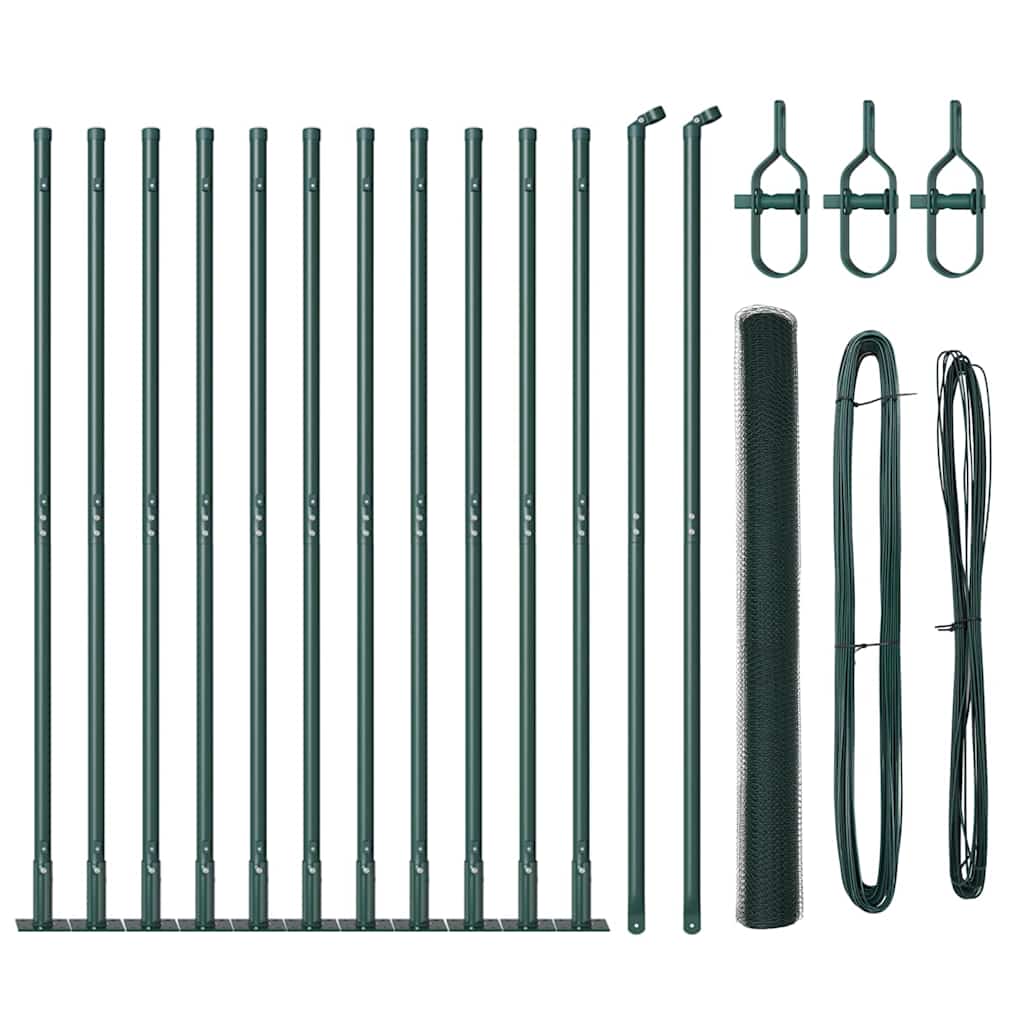 Poste para valla Vidaxl verde 25 x 1,4 m (malla 25 mm) acero y PVC