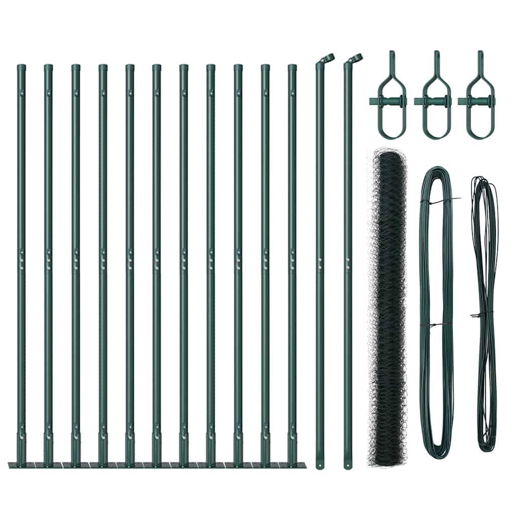 Poste para valla Vidaxl verde 25 x 1,4 m (malla 36 mm) acero y PVC