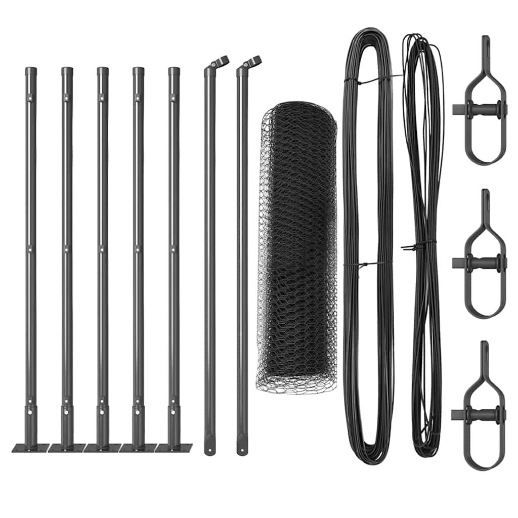 Vidaxl afrasteringspaal grijs 10 x 0,4 m (25 mm gaas) staal en pvc