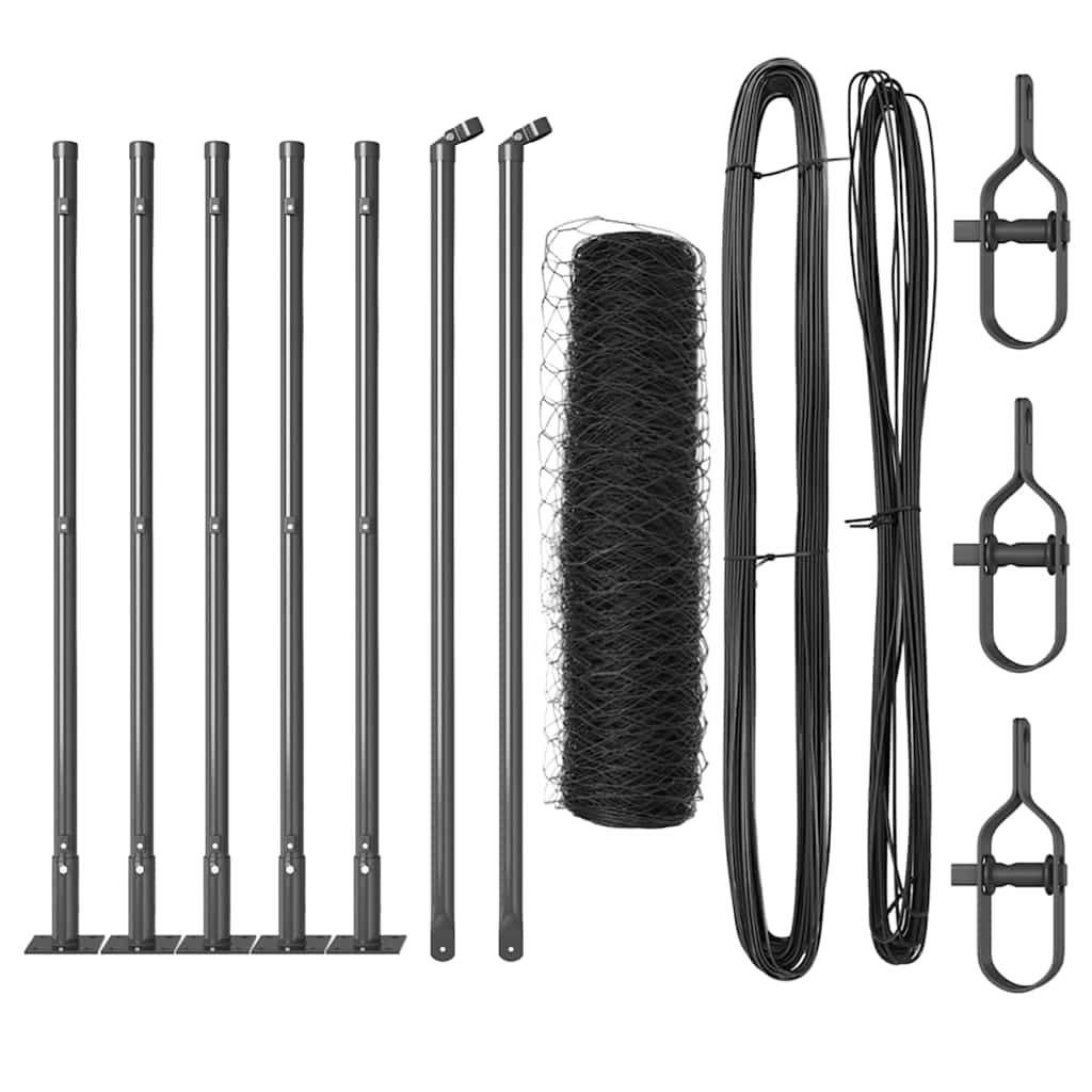 Vidaxl afrasteringspaal grijs 10 x 0,4 m (36 mm gaas) staal en pvc