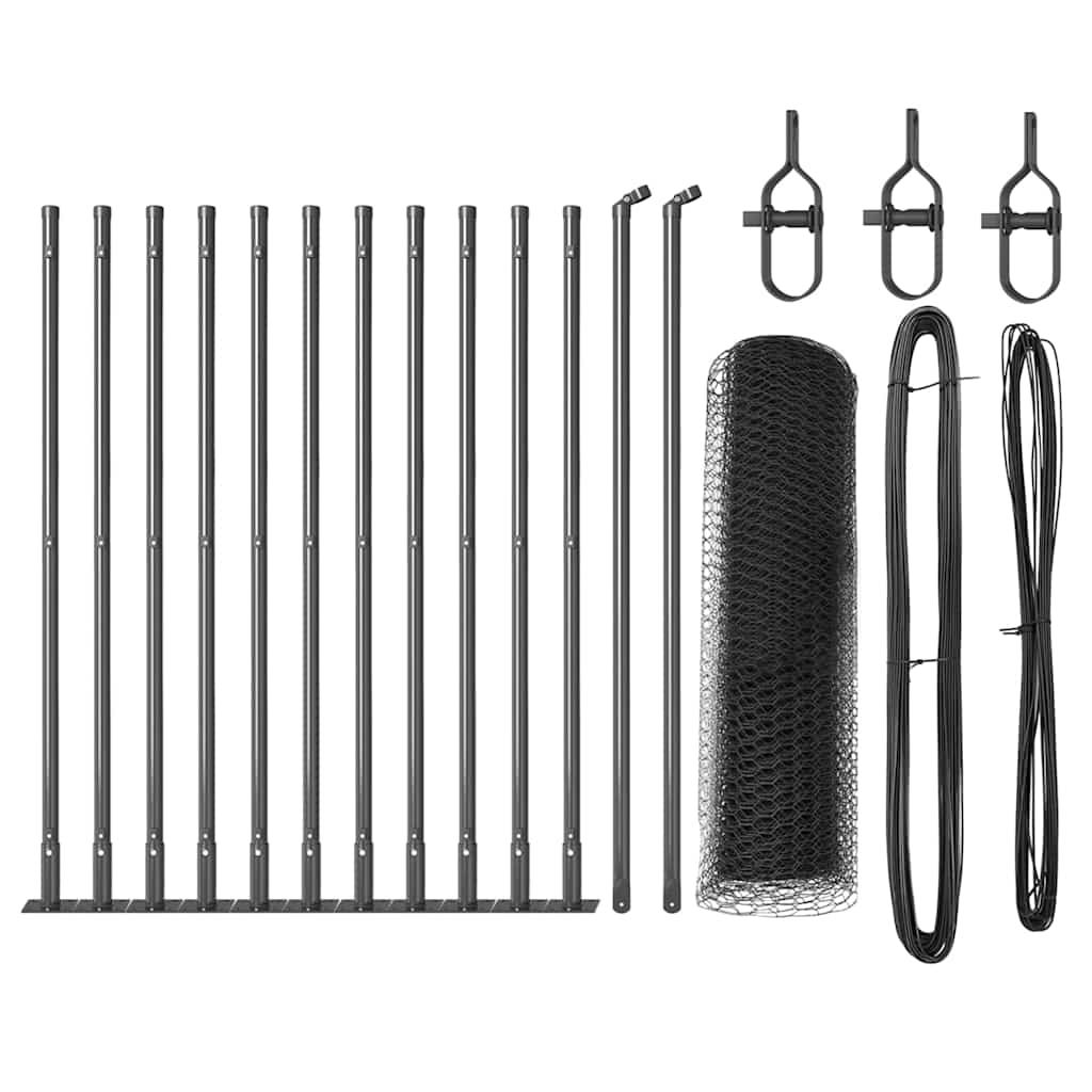 Poste para valla Vidaxl gris 25 x 0,4 m (malla 13 mm) acero y PVC