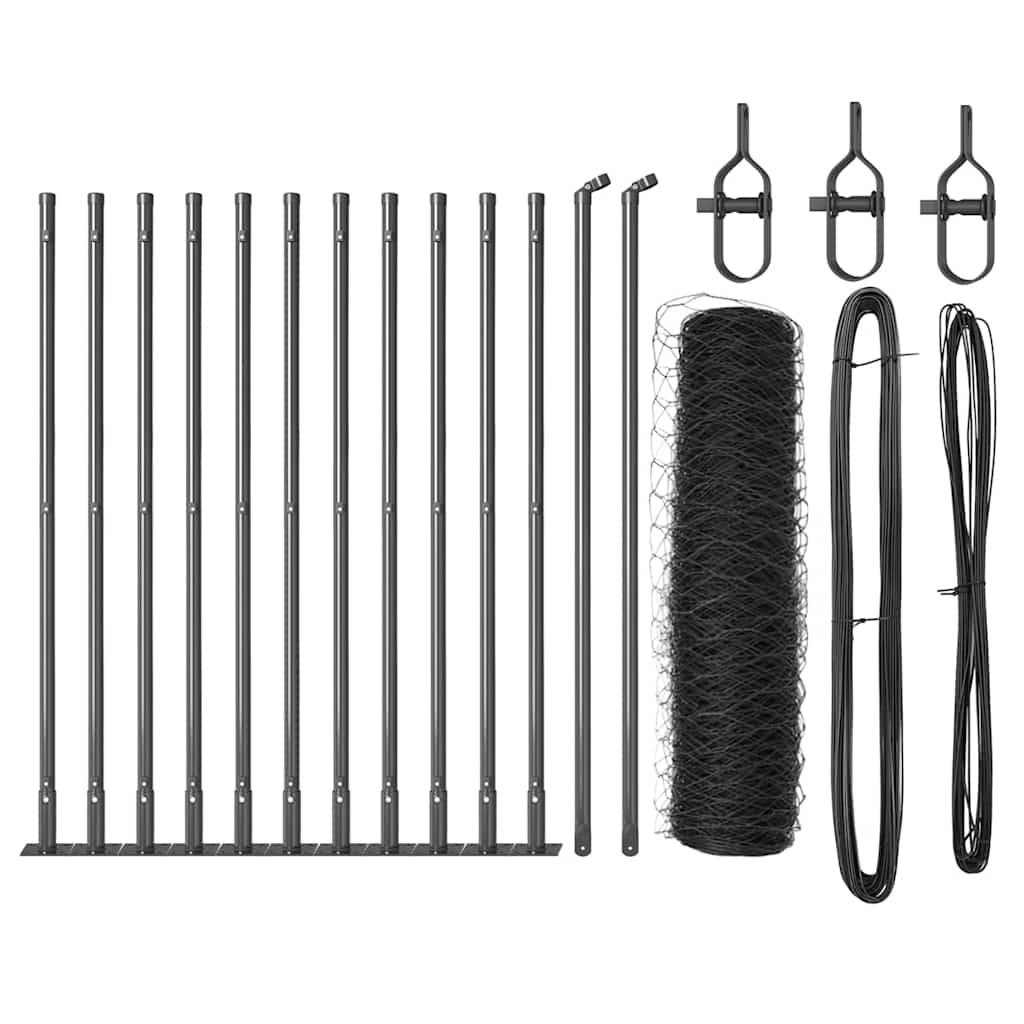 Poste para valla Vidaxl gris 25 x 0,6 m (malla 50 mm) acero y PVC
