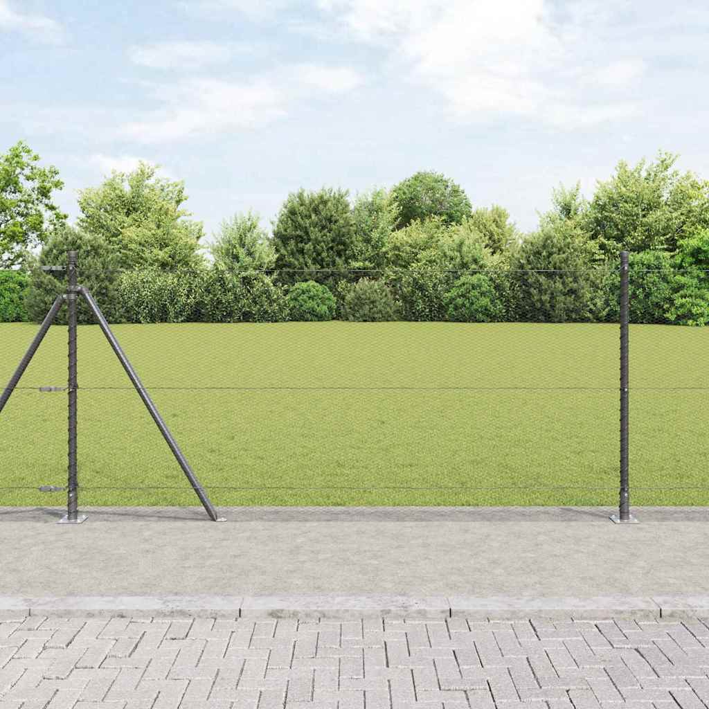 Vidaxl afrasteringspaal grijs 25 x 0,8 m (13 mm gaas) staal en pvc