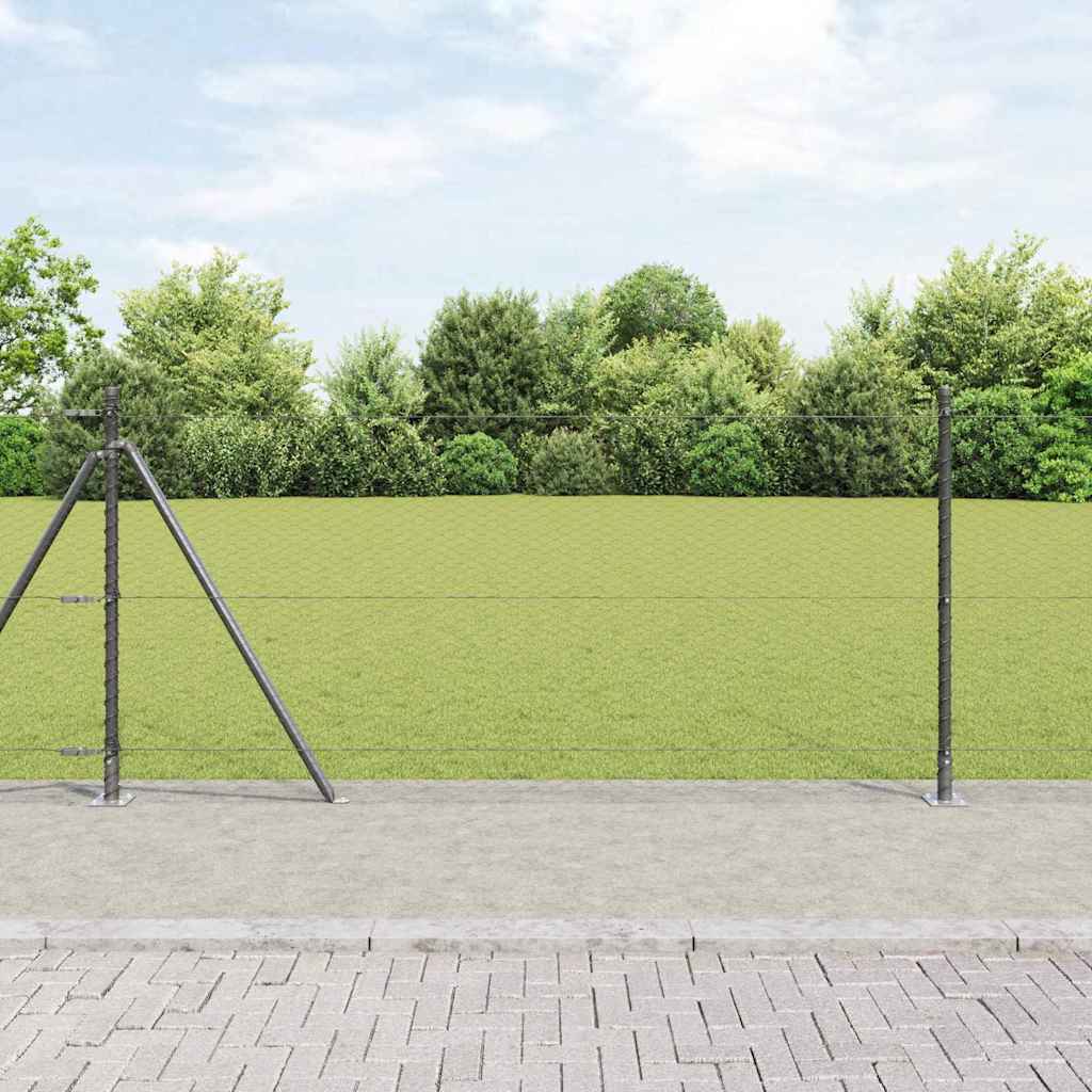 Palo per recinzione Vidaxl grigio 25 x 0,8 m (maglia 25 mm) in acciaio e PVC