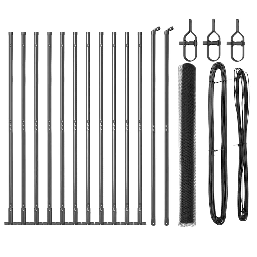 Poste para valla Vidaxl gris 25 x 1,4 m (malla 25 mm) acero y PVC