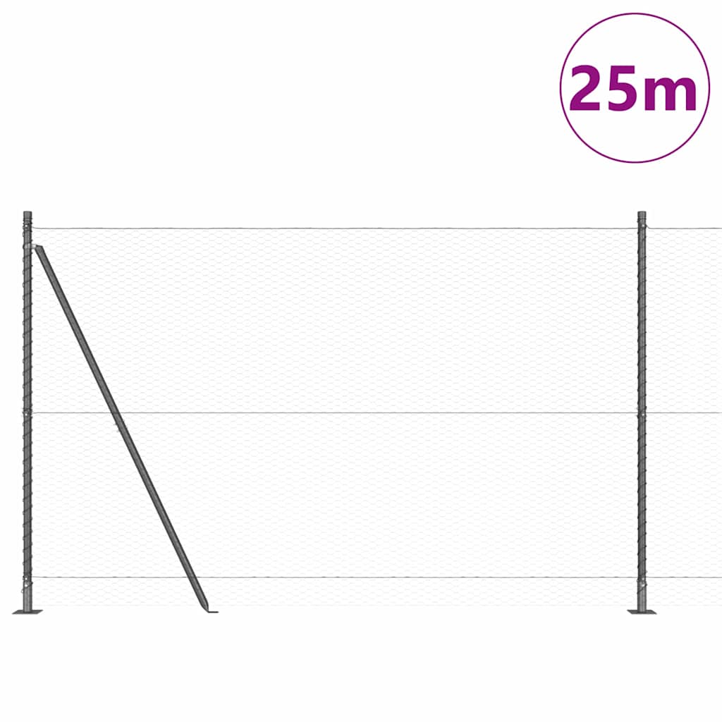 Poste para valla Vidaxl gris 25 x 1,4 m (malla 25 mm) acero y PVC