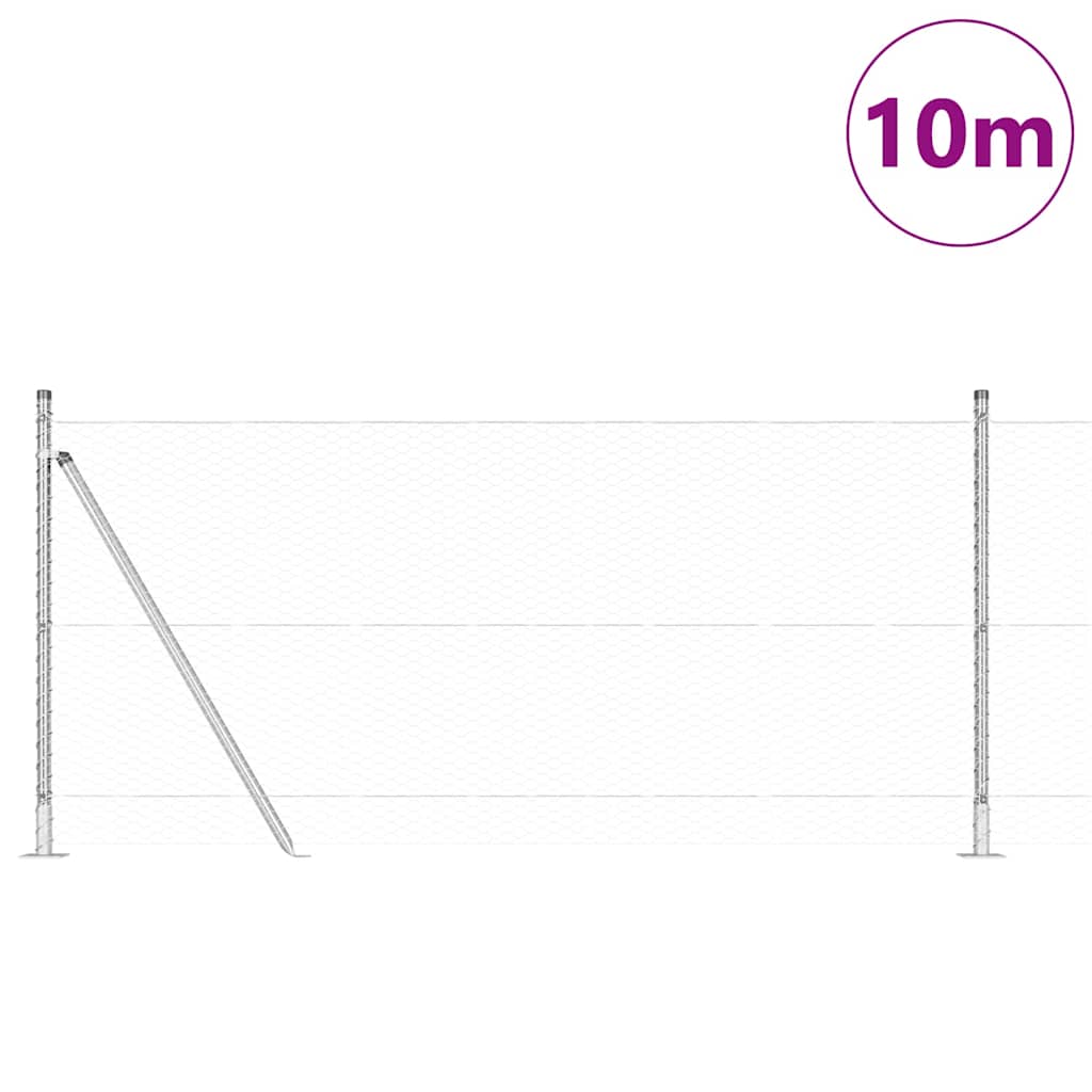 Poste para valla Vidaxl plateado 10 x 0,8 m (malla de 25 mm) acero