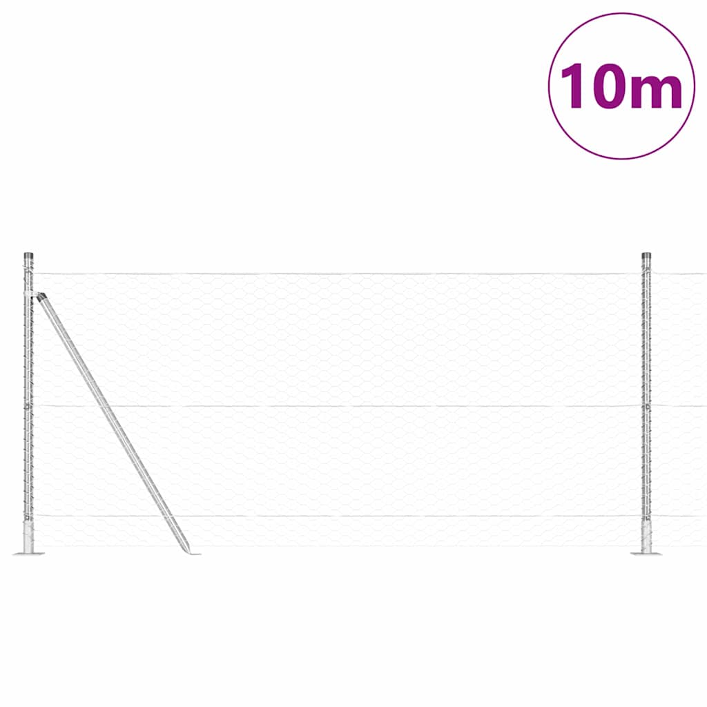 Poste para valla Vidaxl plateado 10 x 1 m (malla 36 mm) acero