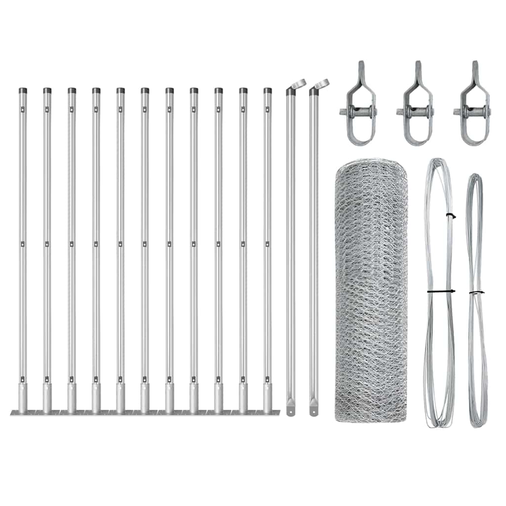 Poste para valla Vidaxl plateado 25 x 0,4 m (malla de 25 mm) acero